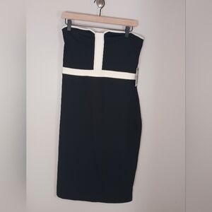 Express Strapless Bodycon Mini Black‎ White Women's Dress Size 12 New